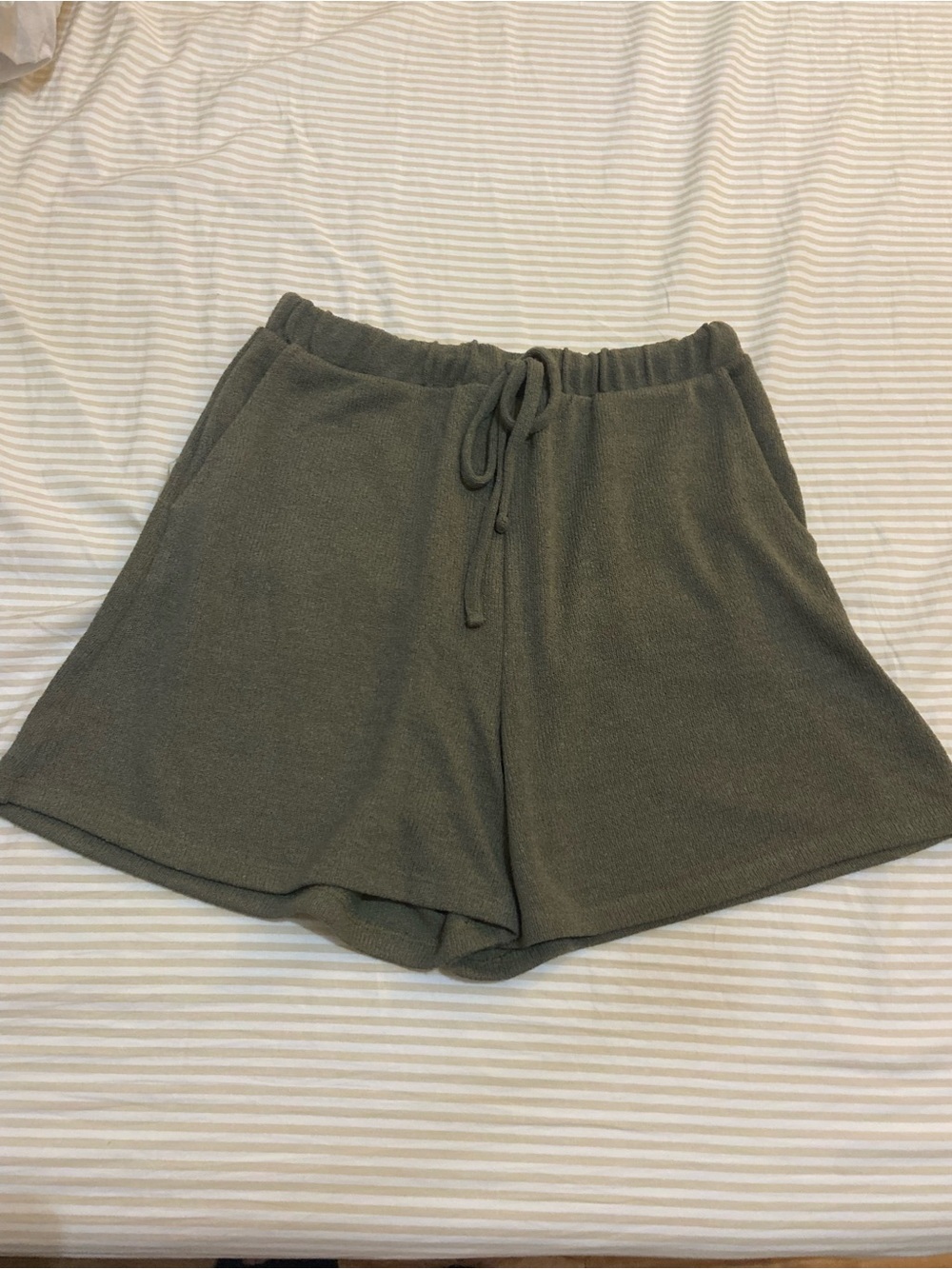 Joe Fresh Olive Cozy Knit Drawstring Lounge Shorts Bikini Cover Up Beach Size M